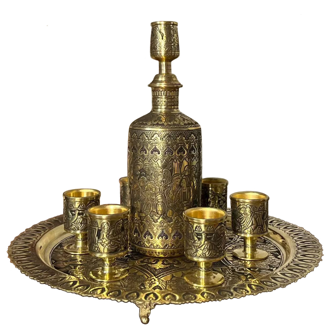 Engraved Golden Wine Serving Set